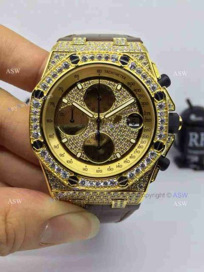 Swiss Copy Audemars Piguet Watch Yellow Case Diamond Dial / Diamond Case